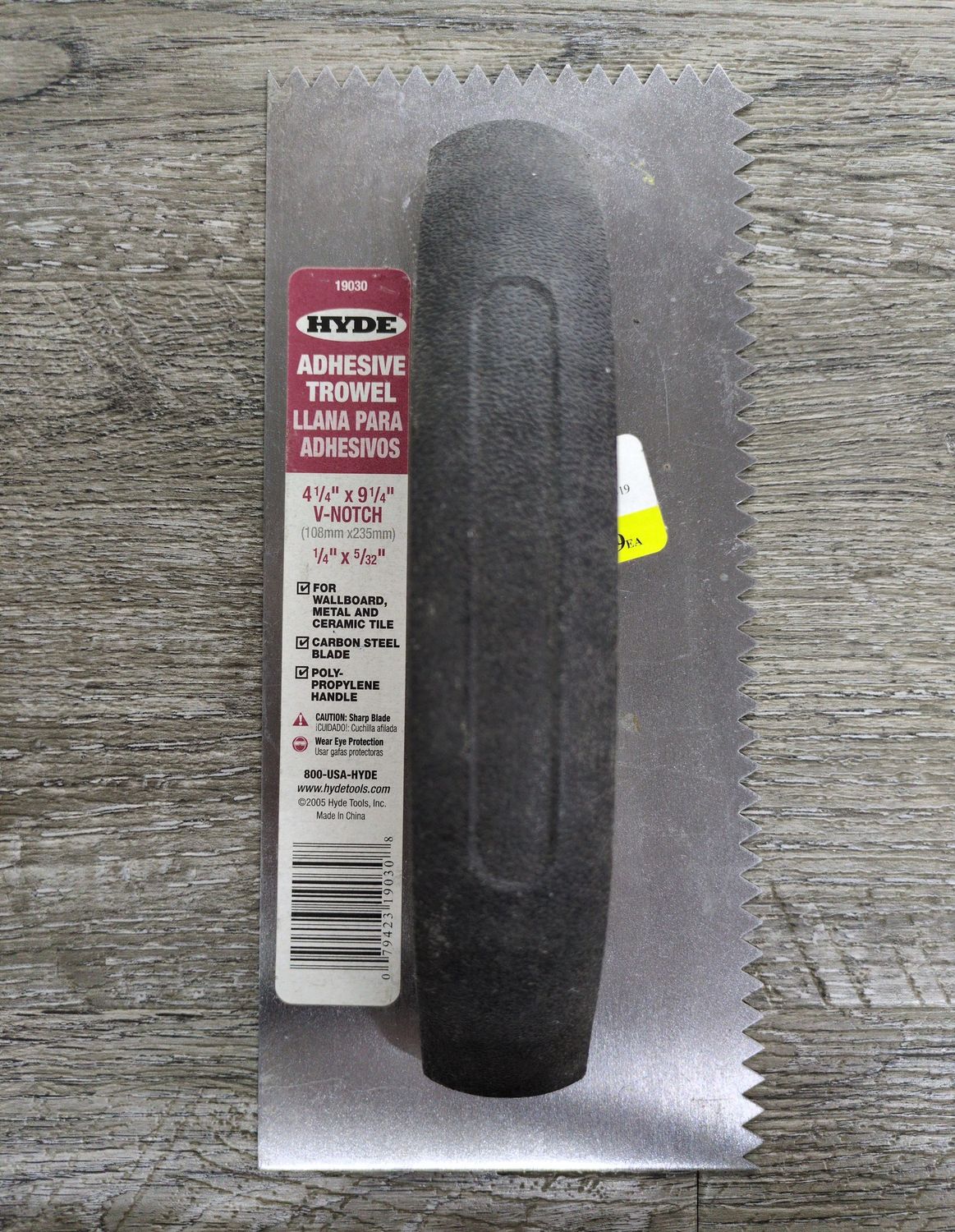 Adhesive Trowel 4 1/4" x 9 1/4" V-Notch