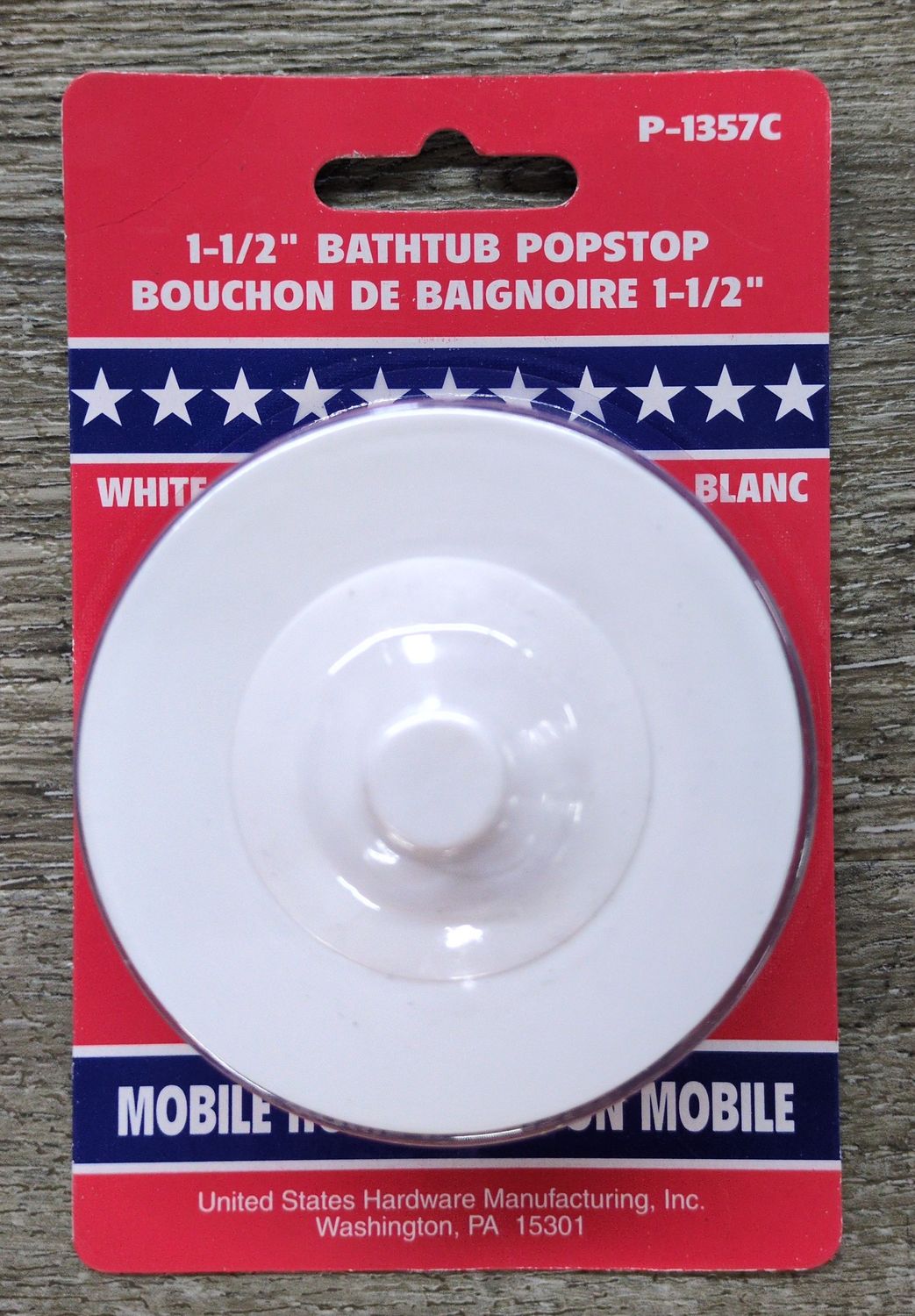 1 1/2 BATHTUB POPSTOP WHITE