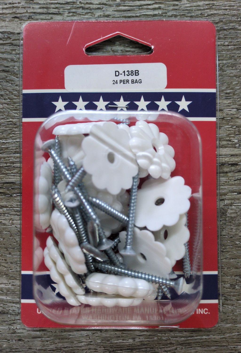 WHITE ROSETTE BUTTON W/ SCREWS