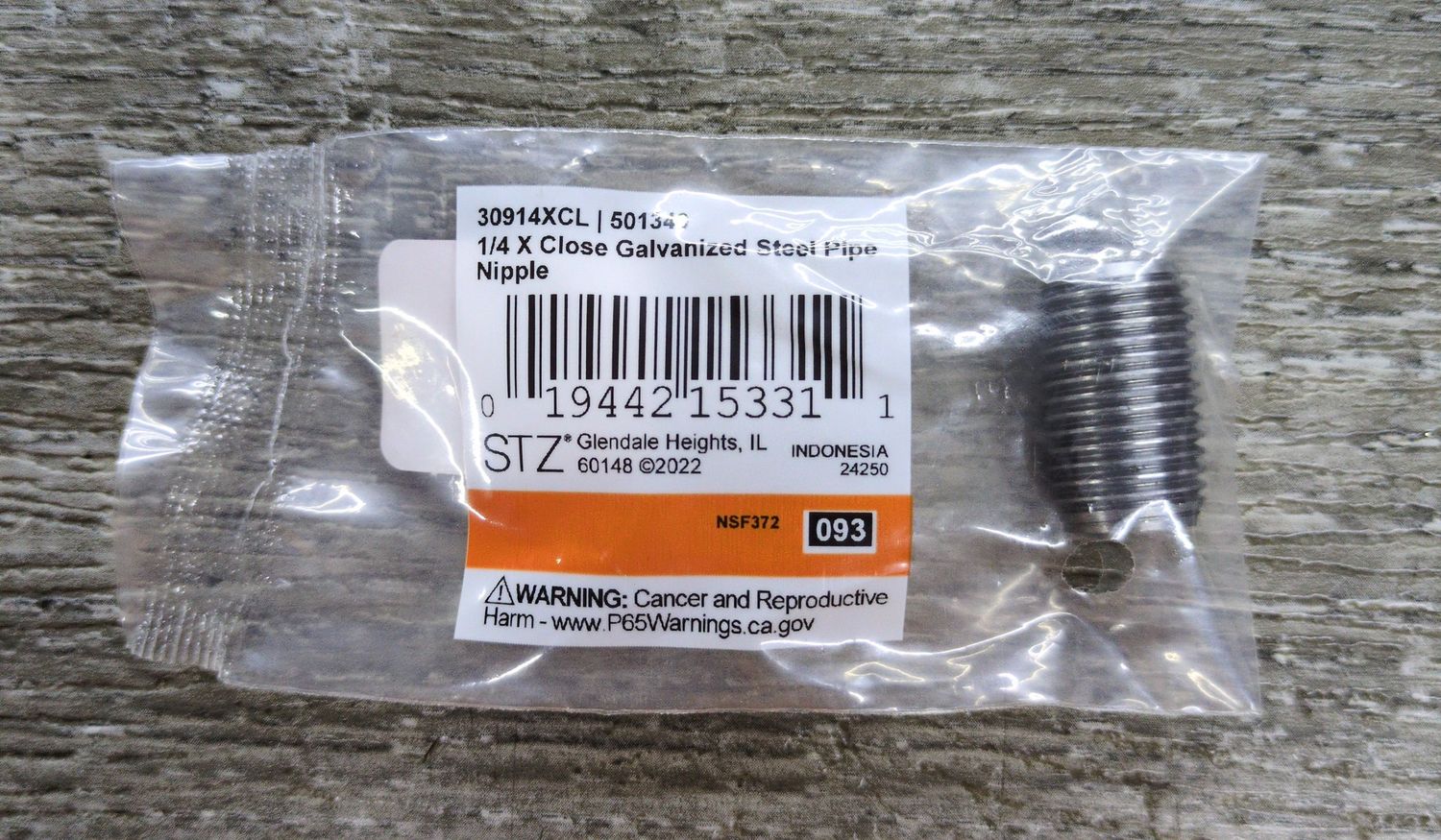 501340 1/4 X CLOSE GALV.NIPPLE