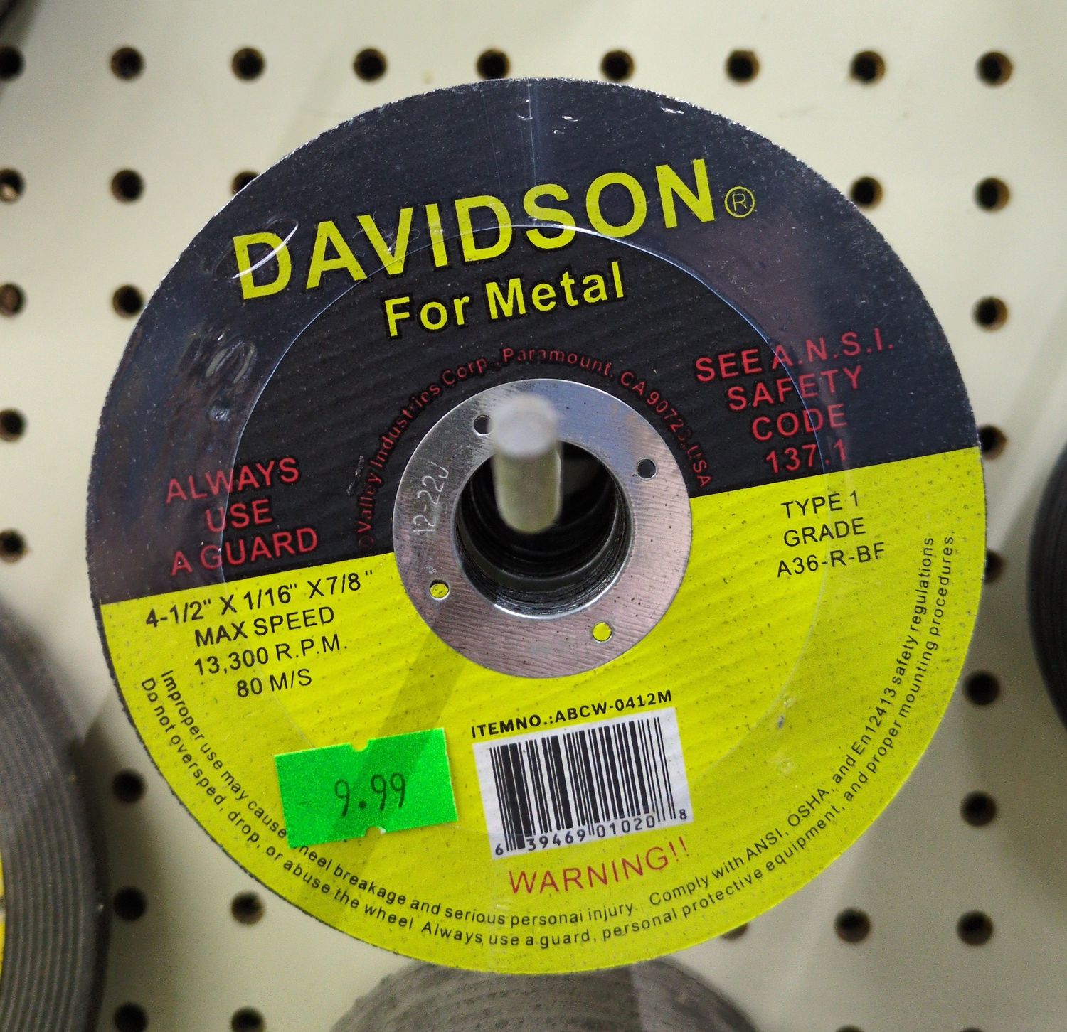 10pk Davidson Metal Cut Off Wheel 4 1/2