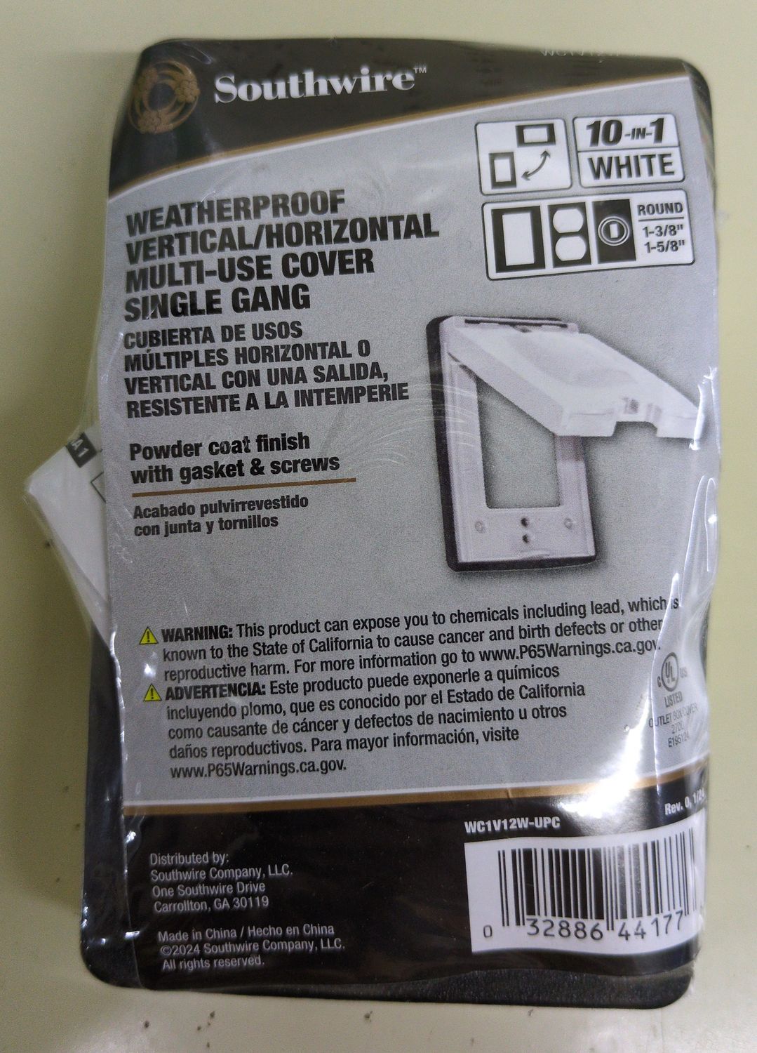 WC1V12W-UPC 1G 10IN1 WP COVER WHT