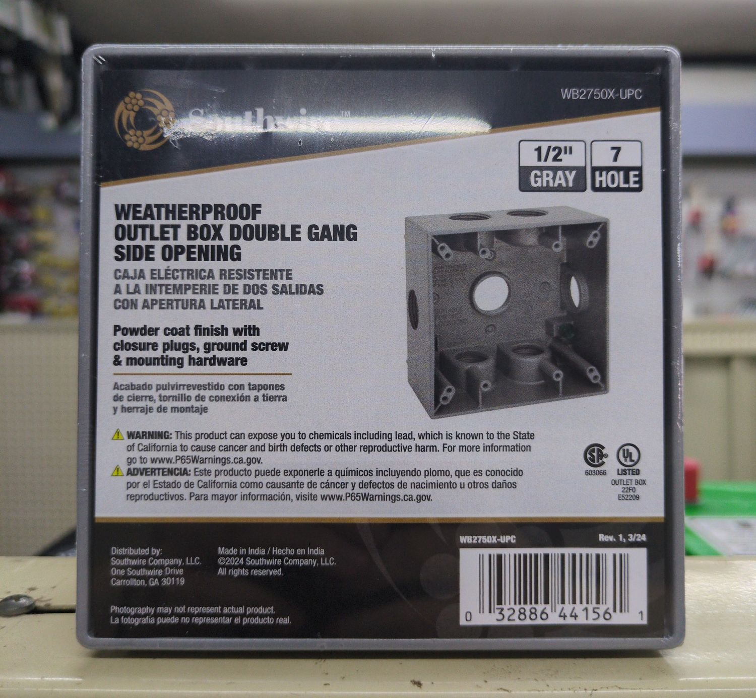 WB2750X-UPC 1/2IN 7HL(SD) 2G WP BX