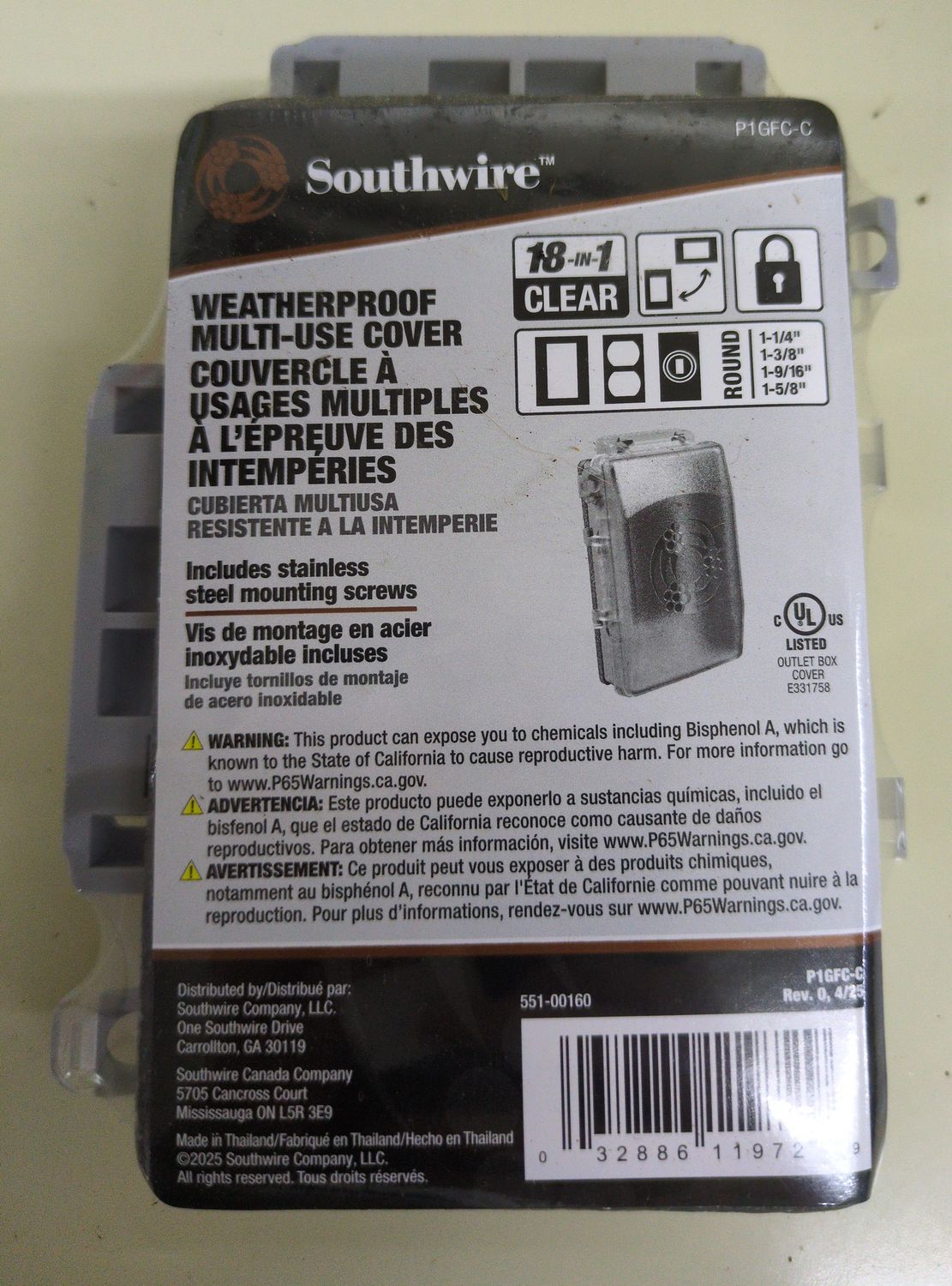 P1GFC-C 1G WTHRPRF CVR GRY