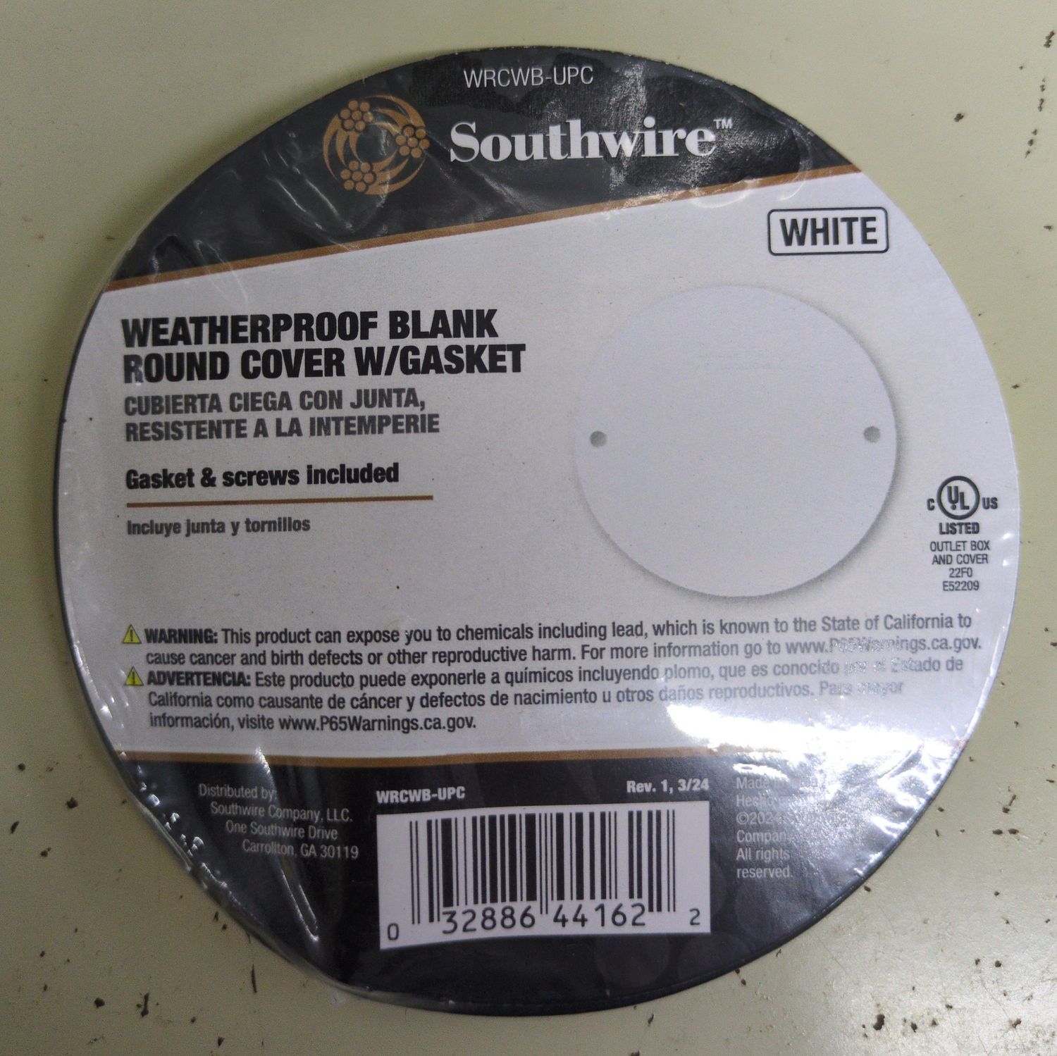 WRCWB-UPC RND WP BLNK COVER WHT