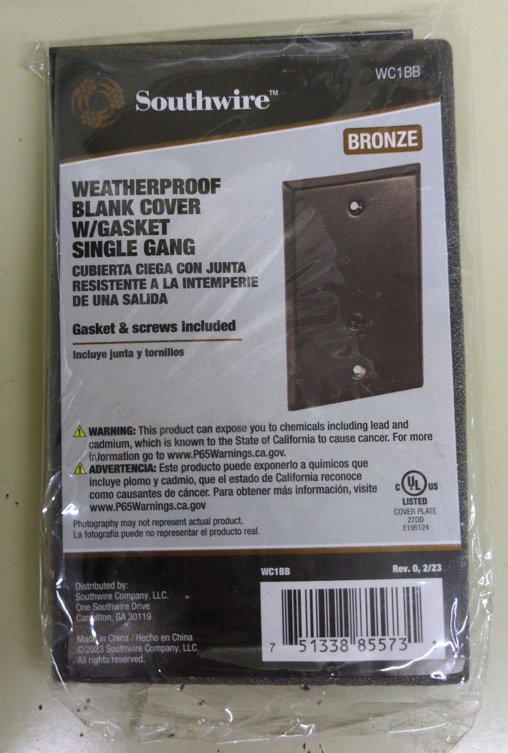 WC1BB 1G WP BLNK CVR/GSKT BRNZ