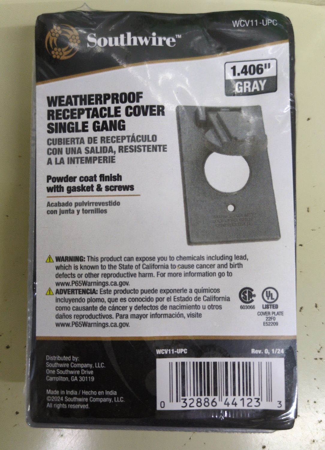 WCV11 1.406 1G WP RCPTCL CVR G