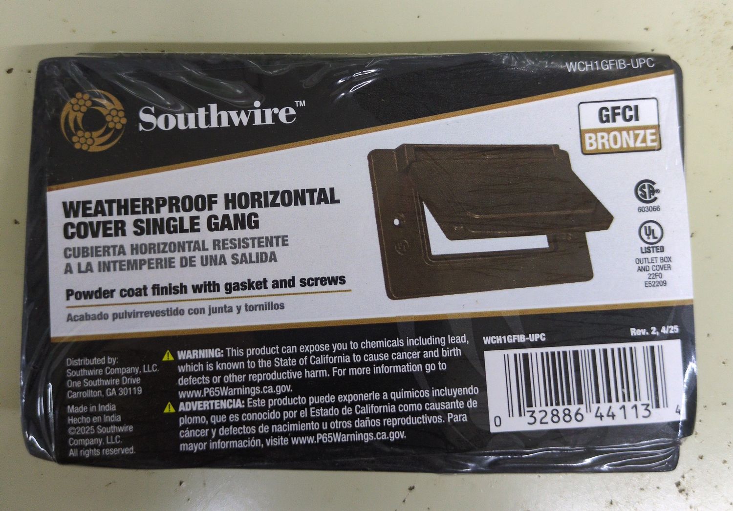 WCH1GFIB-UPC 1G WP HRZT GFCI BRNZ