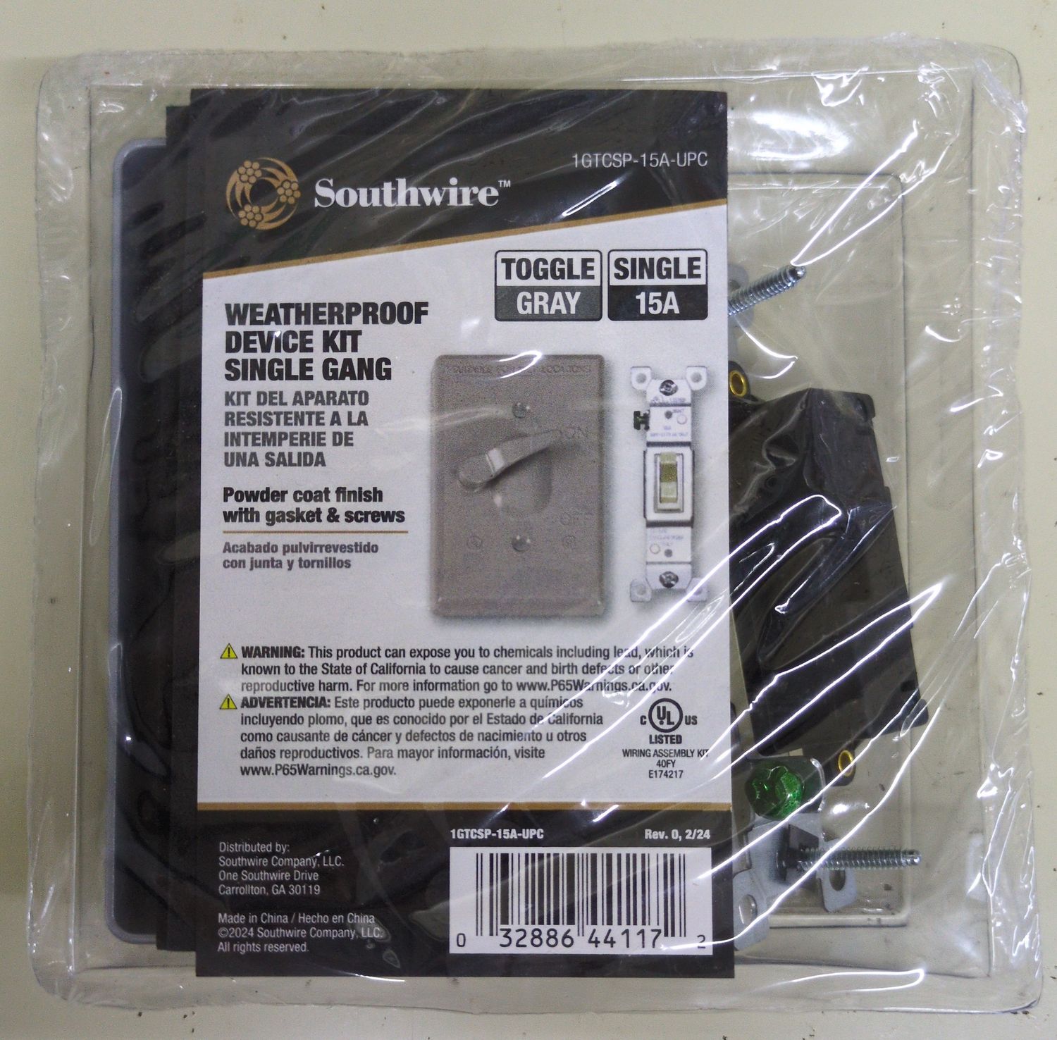 1GTCSP-15A 1G WP CVR/1P TG GRY