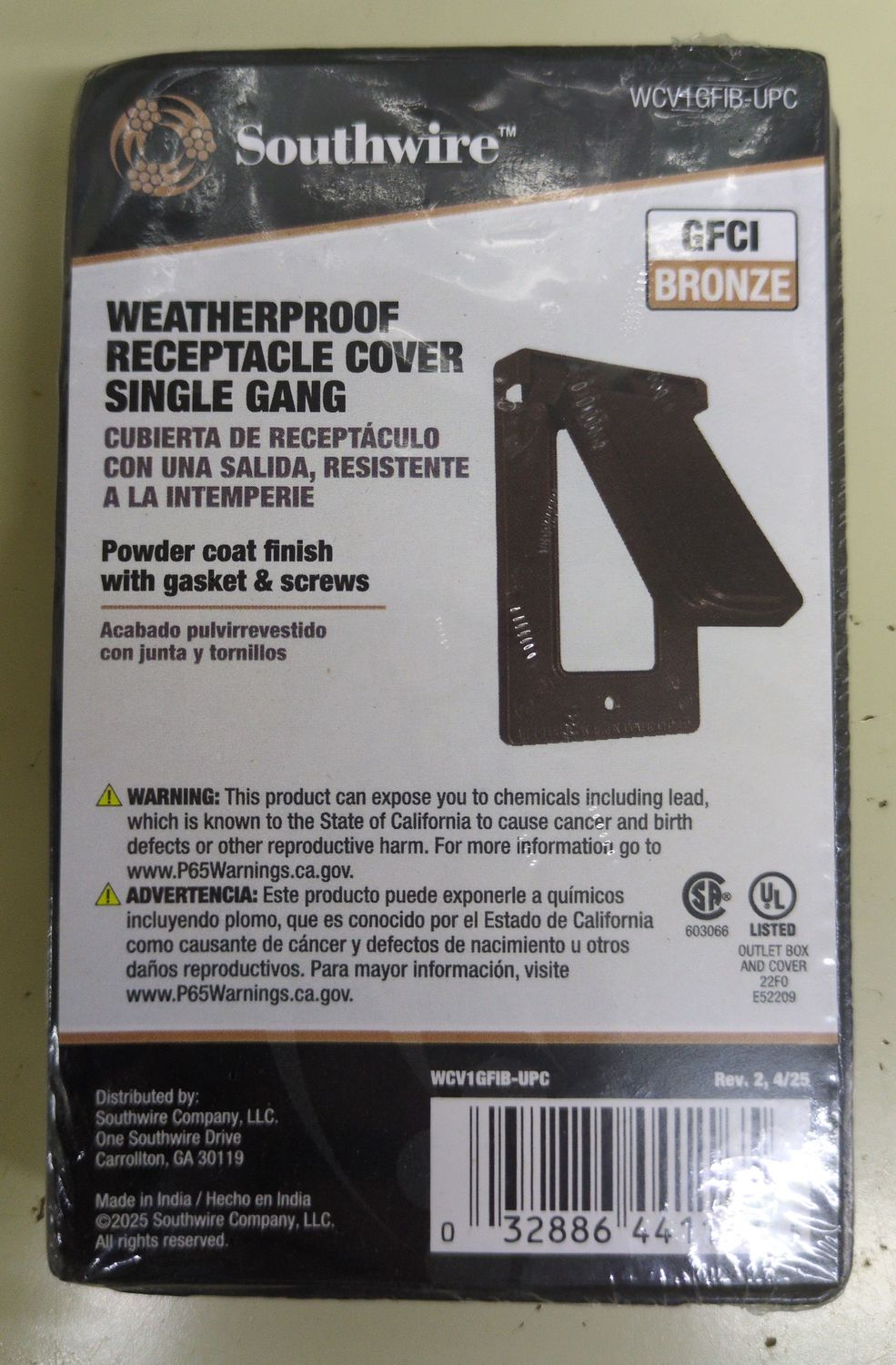 WCV1GFIB-UPC 1G WP VRT GFCI BRZ