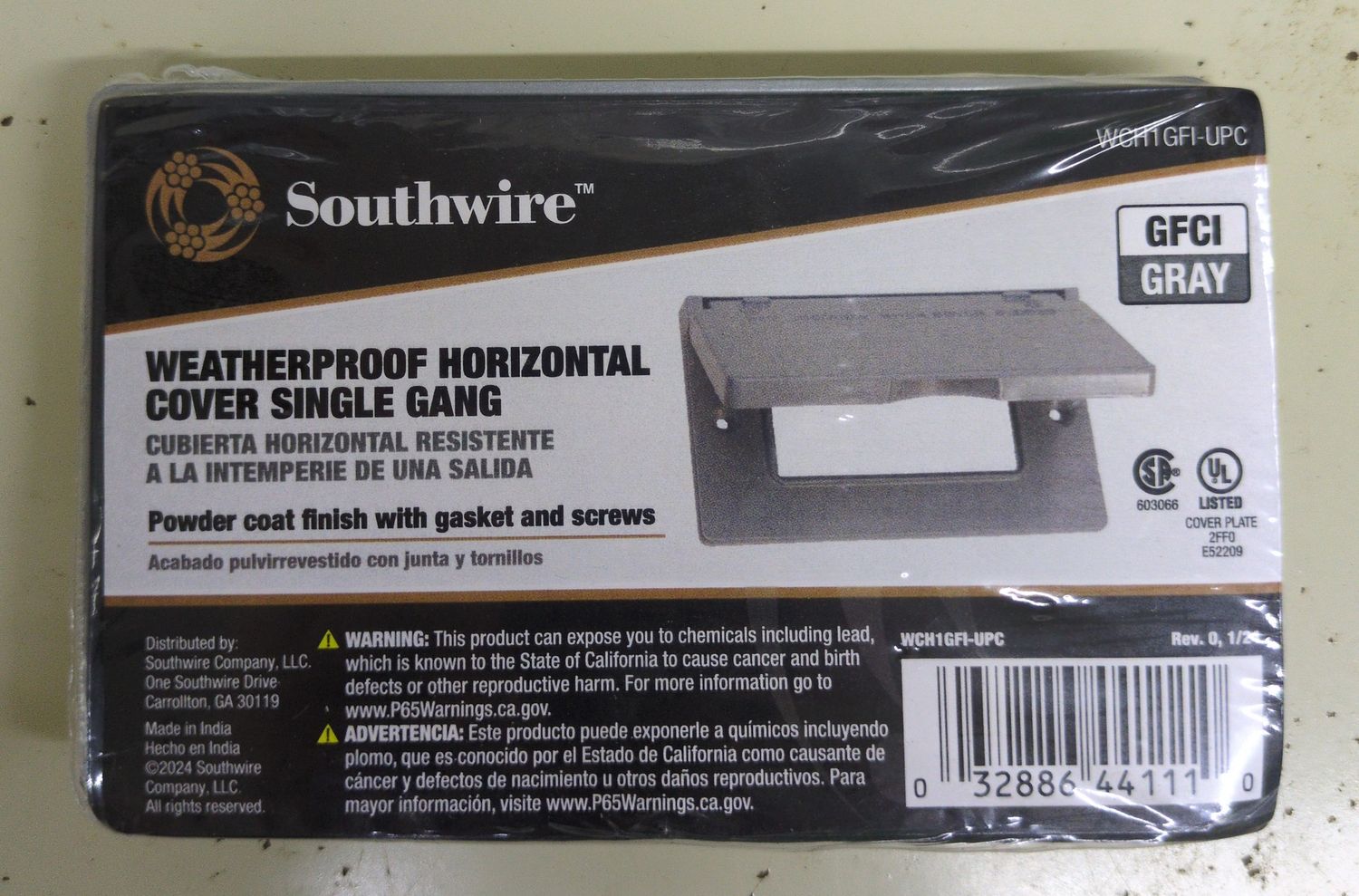 WCH1GFI-UPC 1G WP HRZN GFCI GREY