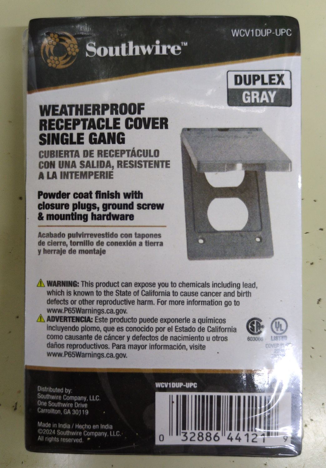 WCV1DUP-UPC 1G WP VRTCL DPLX CVR GY