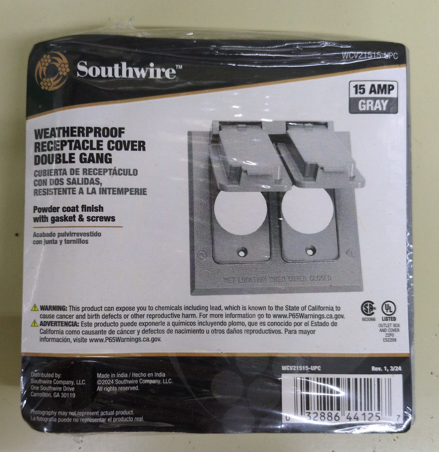 WCV21515-UPC 1.4IN 2G WP RCPTCL GRY