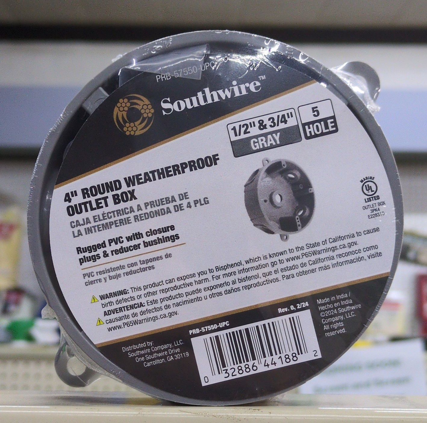 PRB-57550-UPC 1/2-3/4 5HL RND WP BX