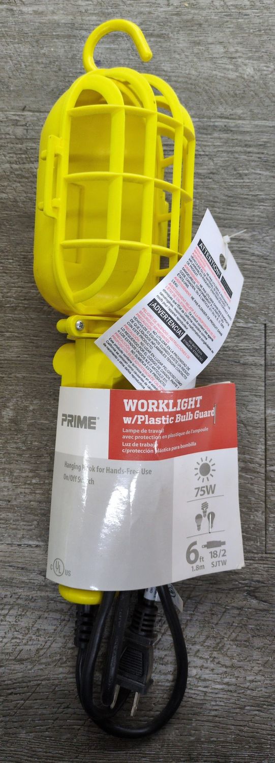 Yellow Worklight w/ Plastic Bulb 6ft