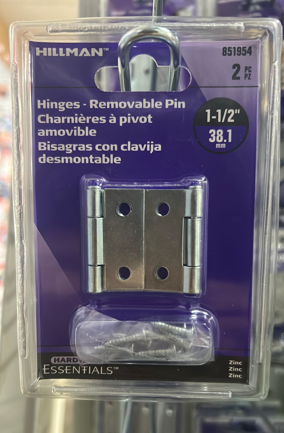 851954 CD-LGT NAR HNGE 1-1/2ZC 2PK