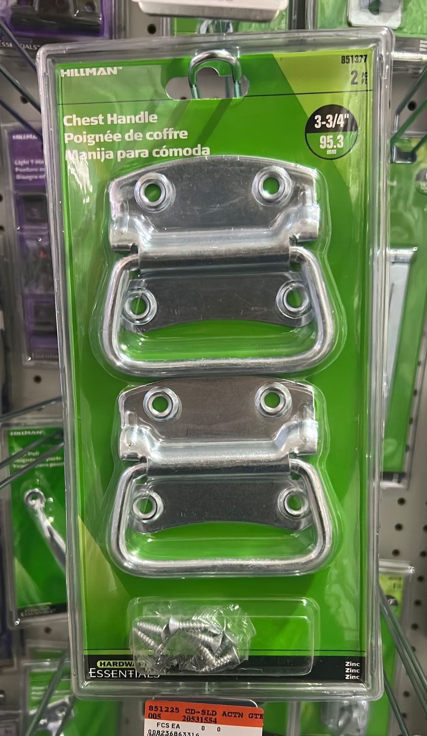 851377 CD-CHEST HANDLE 3-3/4 ZC 2PK
