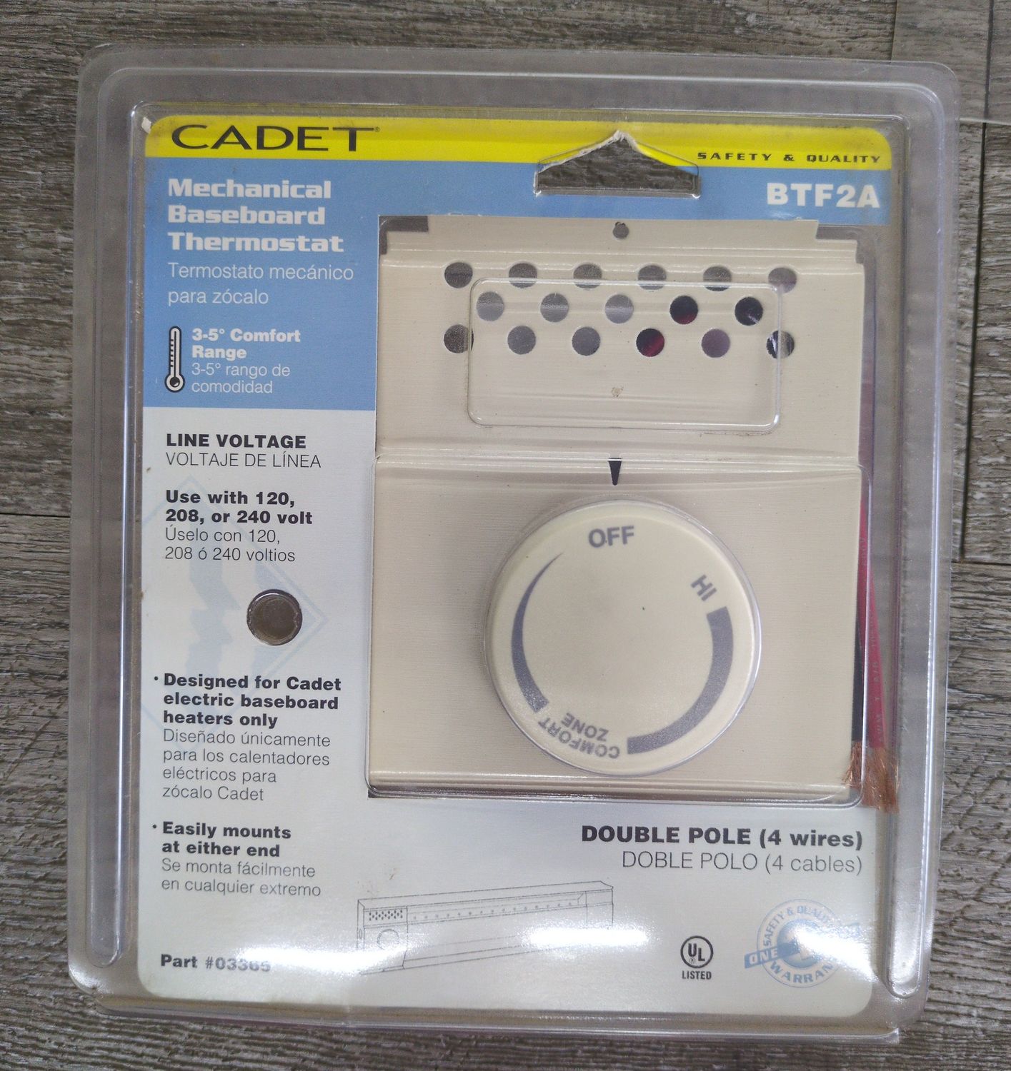 Cadet F Series Double Pole Built-In Baseboard Thermostat