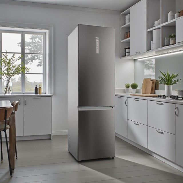 Haier HDPW5620BNP Kühlschrank-Gefrierkombination 409L Gesamtvolumen, 255L Kühlschrank, 120L Gefrierfach, Energieeffizienzklasse C, R600a Kältemittel, Gefrierkapazität 10 kg/24h, Abtauleistung 200W