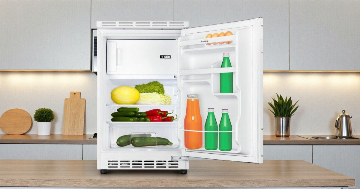 Amica Kühlschrank UKSD 361 950, Energieeffizienzklasse E, 146 kWh/Jahr, Gefrierfach 14 L, Kühlfach 68 L, Geräuschpegel 39 dB