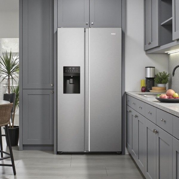 Haier HSR5918DIPB Kühlschrank-Gefrierkombination 511L Gesamtvolumen, 333L Kühlschrank, 154L Gefrierfach, Energieeffizienzklasse E, Frostfrei, Temperaturanstiegszeit 5h, Gewicht 105kg