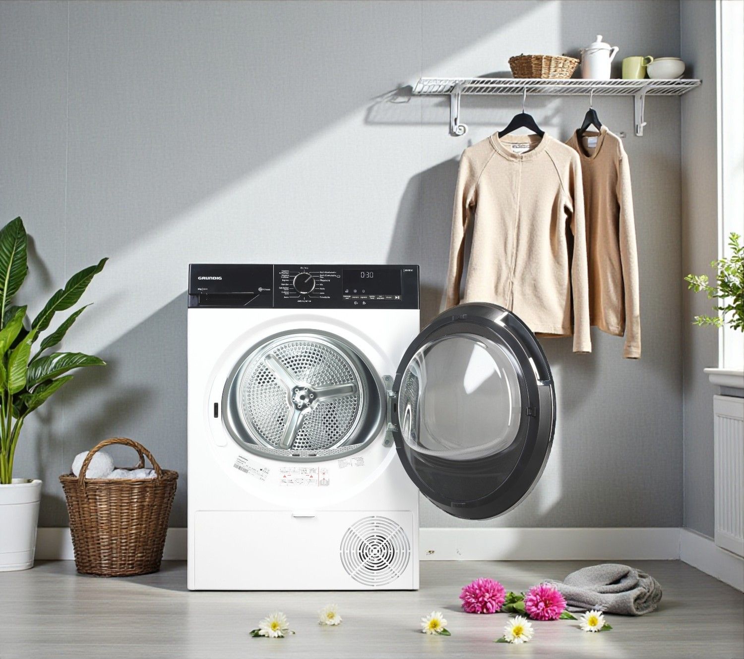 Grundig GT55924F14 Trockner 9,0 kg Energieeffizienzklasse C, 105 kWh/Jahr, Geräuschpegel 63 dB, 91% Restfeuchte, Programmdauer 3:35 Stunden