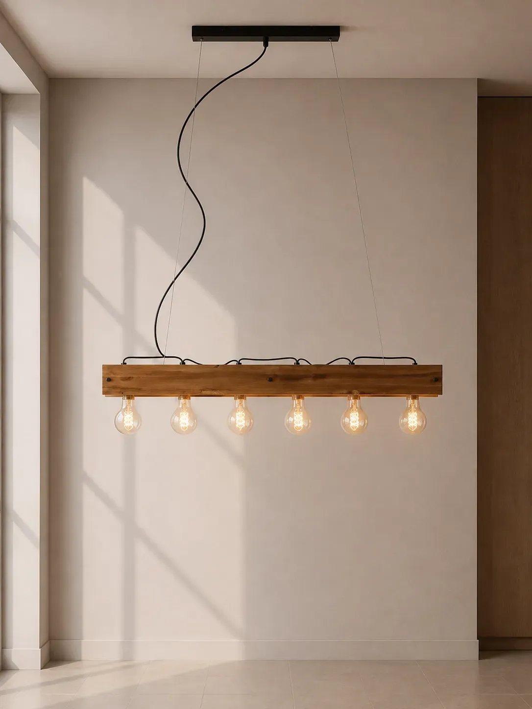 Brilliant CALANDRA Pendelleuchte - 6 flammige - moderne Lampe wood Holz Material kaufen günstig in Köln sofort - Leuchtung 