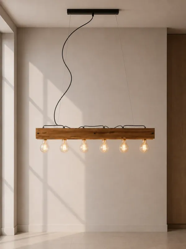 Brilliant CALANDRA Pendelleuchte - 6 flammige - moderne Lampe wood Holz Material kaufen günstig in Köln sofort - Leuchtung 