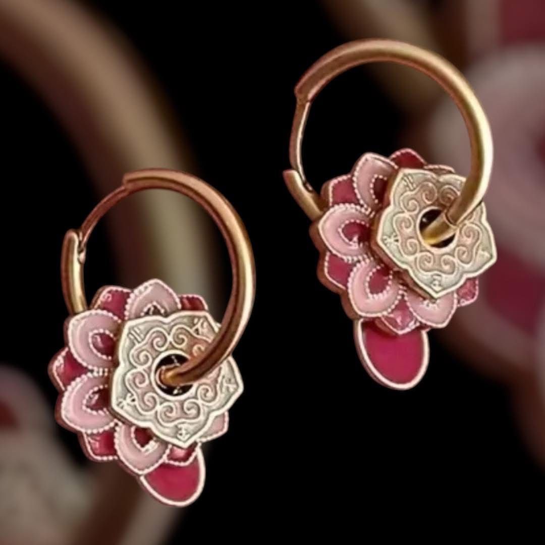 Pink Enamel Earing