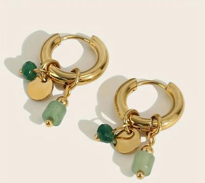 Green Natural stone earrings