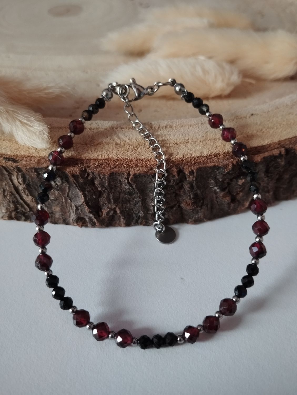 Bransoletka Czarny Turmalin granat