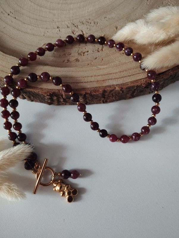 Naszyjnik Bordowy Teddy