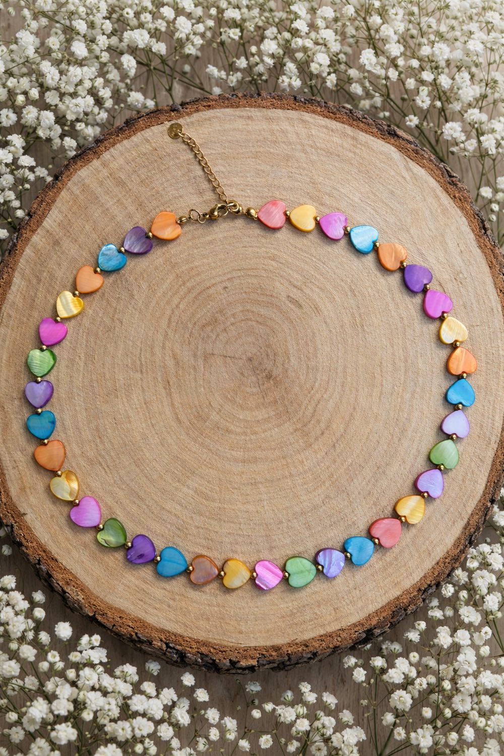 Naszyjnik Rainbow kolorowe serduszka