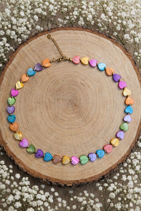 Naszyjnik Rainbow kolorowe serduszka