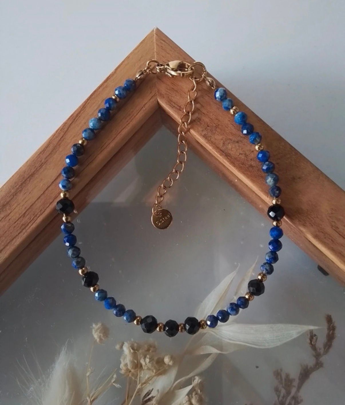 Bransoletka lapis lazuli czarny turmalin