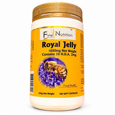 Fine Nutrition Royal Jelly 1650mg 6% 10-HDA 365 Soft Capsules Fine Nutrition Royal Jelly 1650mg 6% 10-HDA 365 Soft Capsules