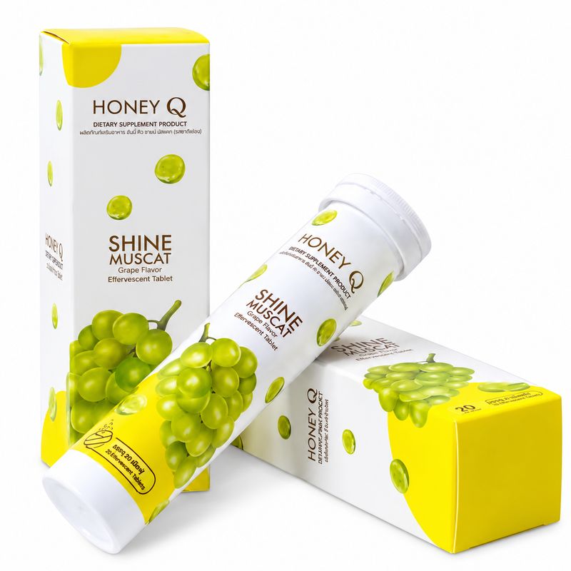 Honey Q Shine Muscat Grape Flavor Effervescent Tablet (10 Tablets)