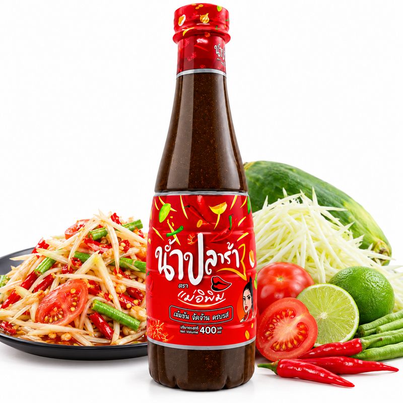 Mae E Pim Pickled E-Sarn Seasoning Fish Sauce Papaya Salad Food 400ml Mae E Pim Pickled E-Sarn Seasoning Fish Sauce Papaya Salad Food 400ml