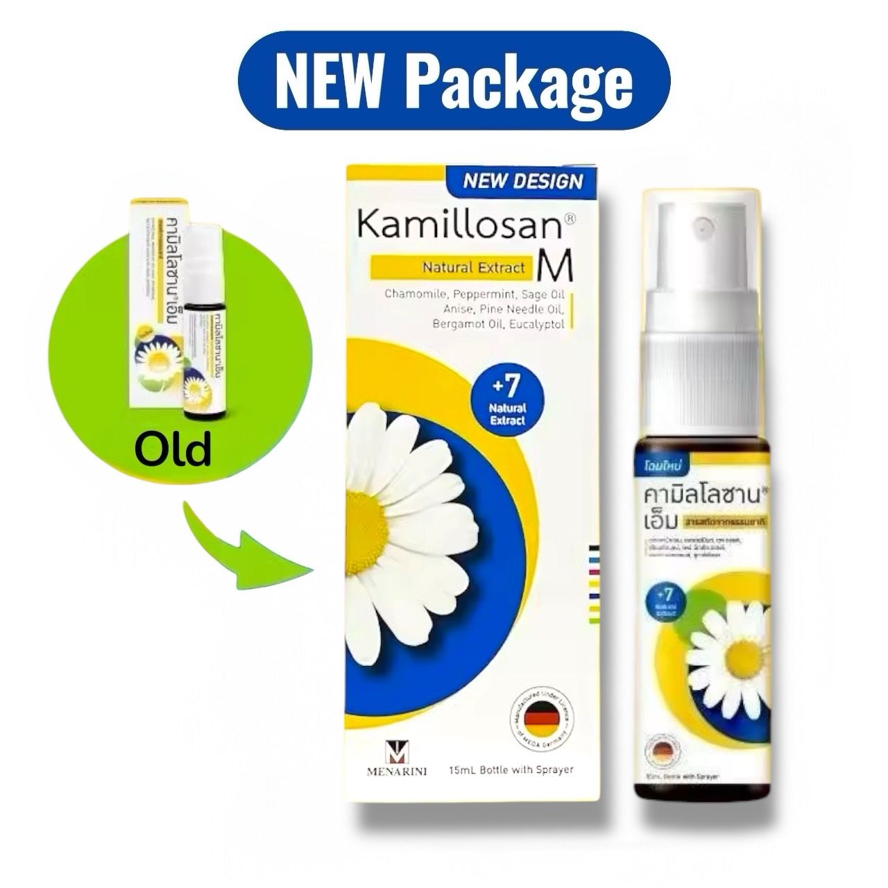 Kamillosan M Herbal mouth Spray Cough Sore Throat Bad Breath Nature Extract 15ml