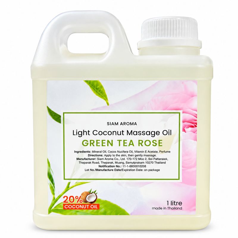 Light Coconut Massage Oil Green Tea Rose 1 Liter Light Coconut Massage Oil Green Tea Rose 1 Liter