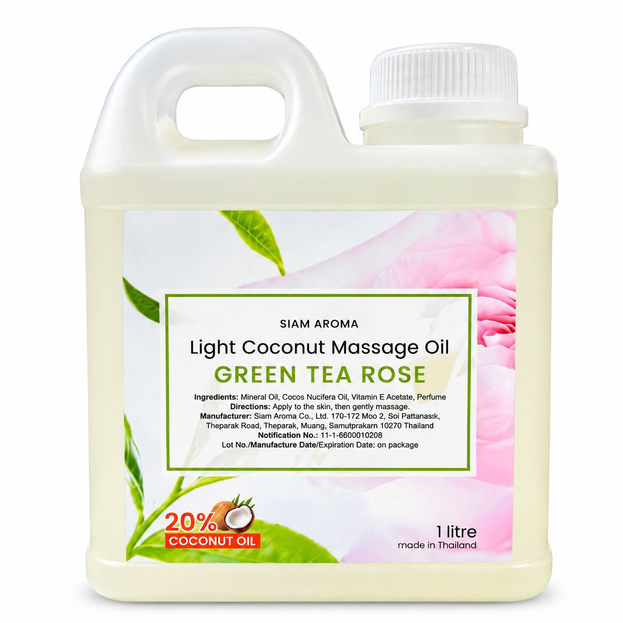 Light Coconut Massage Oil Green Tea Rose 1 Liter Light Coconut Massage Oil Green Tea Rose 1 Liter