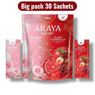 Araya Duo Set Collagen Ceramide + Gluta Big Pack – 30 Sachets Araya Duo Set Collagen Ceramide + Gluta Big Pack – 30 Sachets