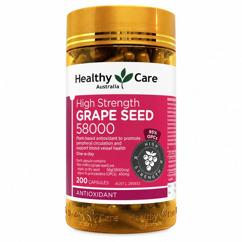 Healthy Care High Strength Grape Seed 58000mg 200 Capsules