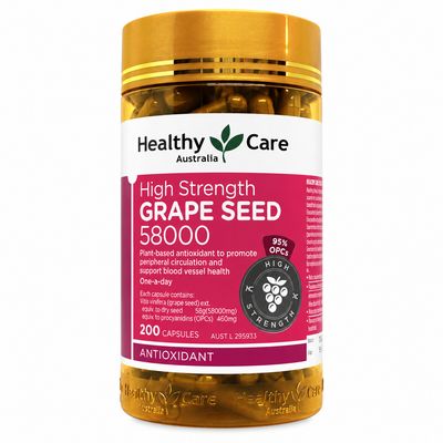 Healthy Care High Strength Grape Seed 58000mg 200 Capsules Healthy Care High Strength Grape Seed 58000mg 200 Capsules