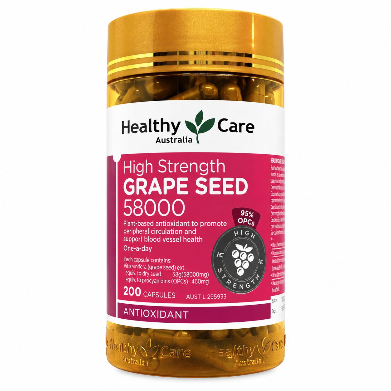 Healthy Care High Strength Grape Seed 58000mg 200 Capsules Healthy Care High Strength Grape Seed 58000mg 200 Capsules