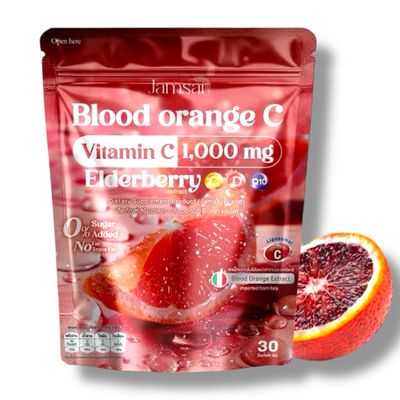 Jamsai Blood Orange C 1,000mg Elderberry Collagen 30 Sachets