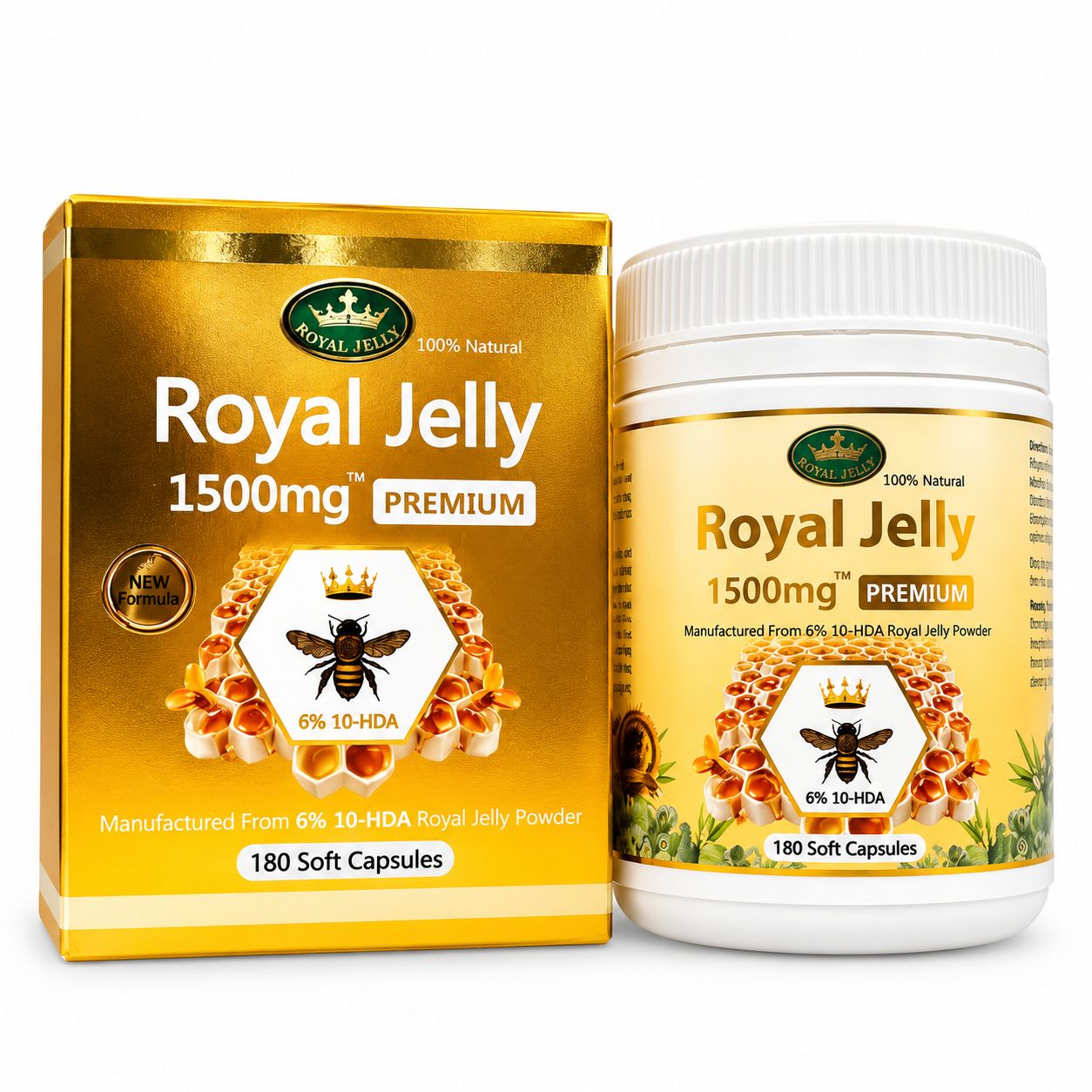 Nature's King Royal Jelly 1500mg 6% 10-HDA 180 Soft Capsules Nature's King Royal Jelly 1500mg 6% 10-HDA 180 Soft Capsules
