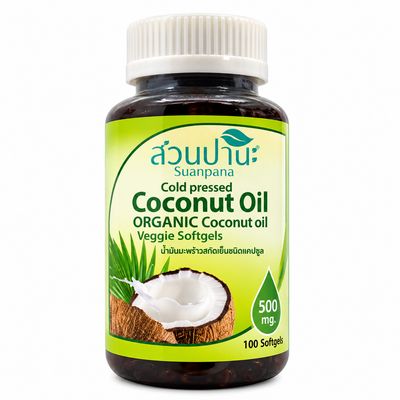 Suanpana Organic Coconut oil softgels 500ml 100 capsules Suanpana Organic Coconut oil softgels 500ml 100 capsules