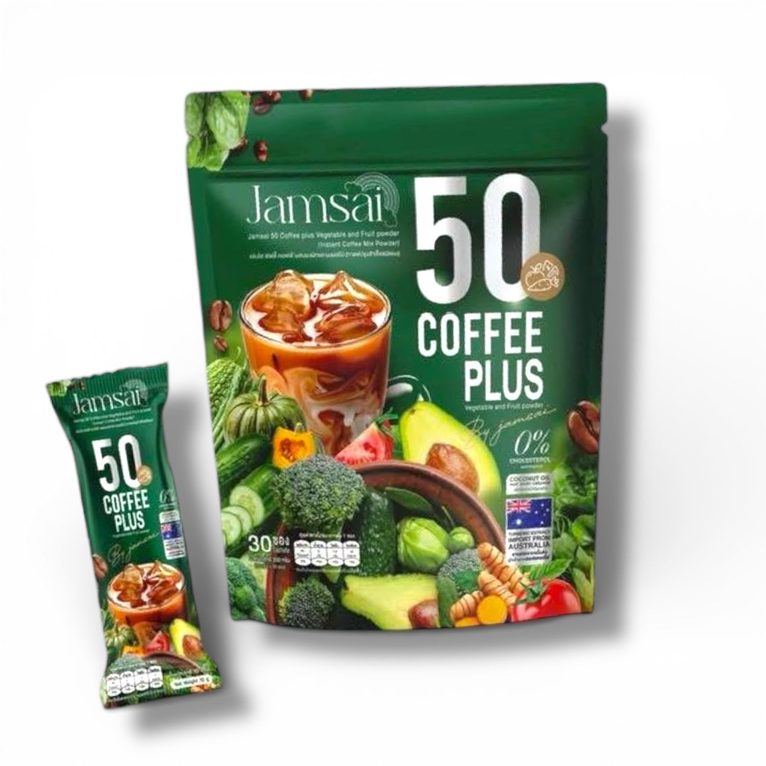 Jamsai 50 Coffee Plus High Fibre – 30 Sachets (Veggies&Fruit)