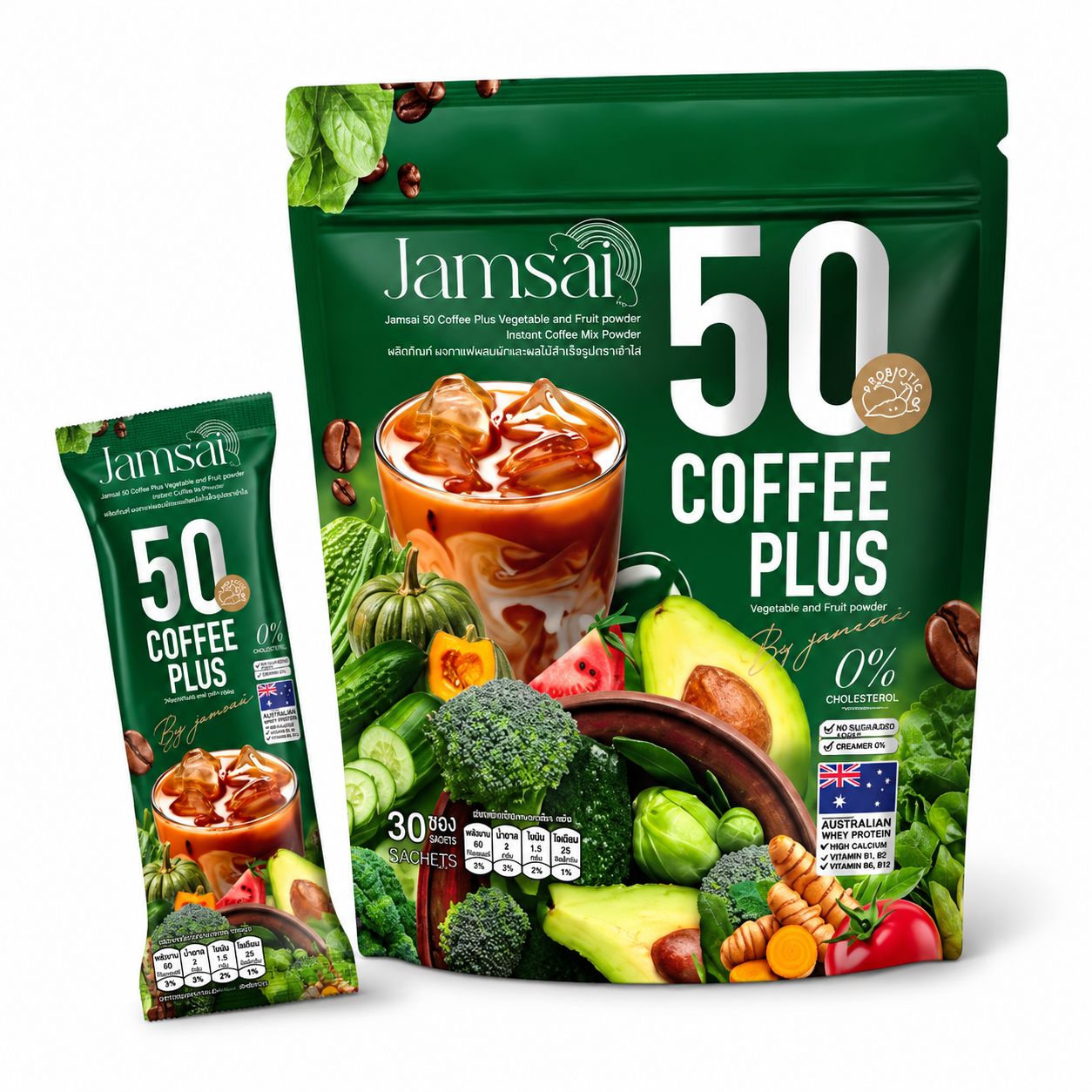 Jamsai 50 Coffee Plus High Fibre – 30 Sachets (Veggies&Fruit) Jamsai 50 Coffee Plus High Fibre – 30 Sachets (Veggies&Fruit)